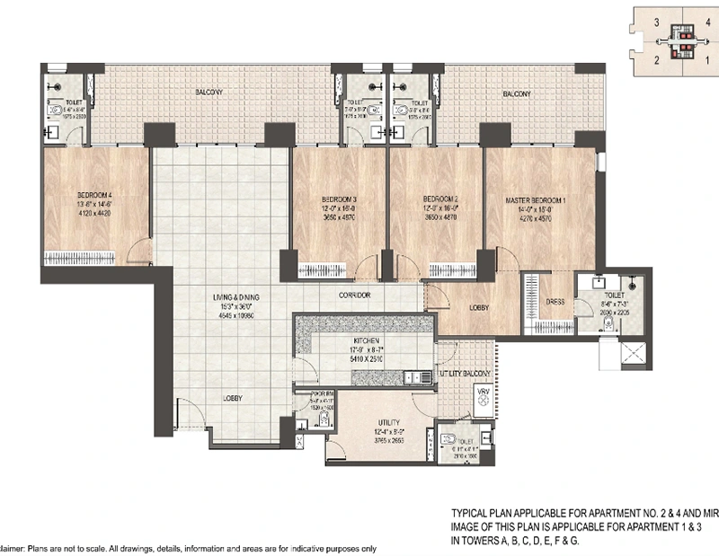 dlf privana south sector 76 77 4 bhk floor plan